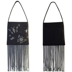 🦋✨Fluttering in Style: Valerie Stevens Black Purse with Beaded Butterflies✨🦋